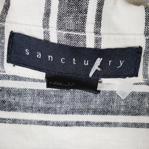 Sanctuary Staycation Twilight Hi-Low Vertical Stripe Pocket Linen Blend Dress, M - Picture 9 of 12